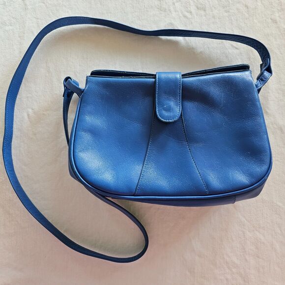 Vintage 1970's Epitome Blue Genuine Leather Purse Shoulder Bag Medium Size - Picture 1 of 8